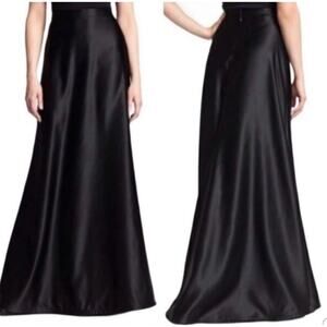 Tadashi Shoji Black Satin Formal Evening Maxi Skirt A-Line Size 8 Gala